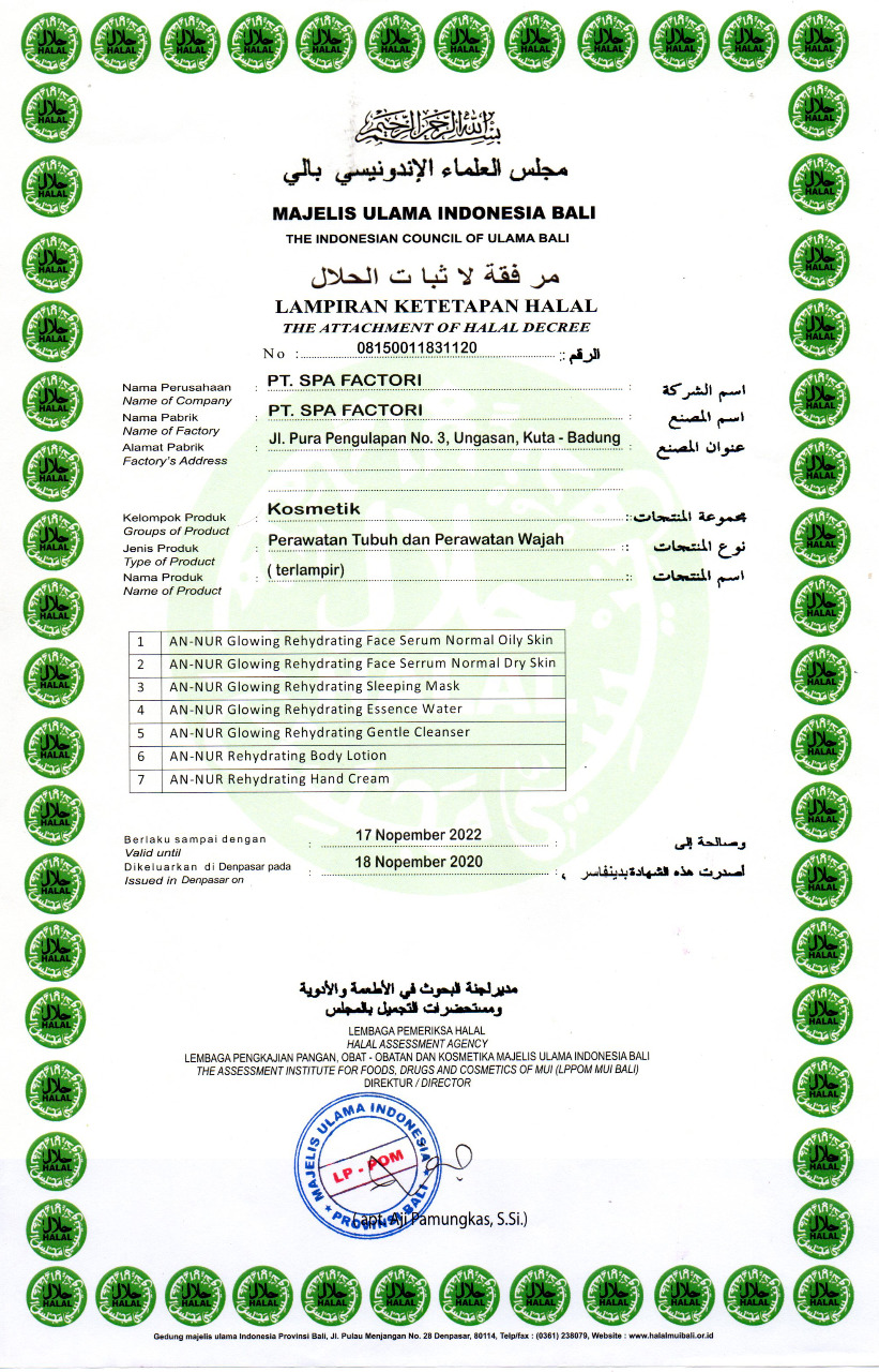 Lampiran Ketetapan Halal MUI Untuk An-Nur Indonesia